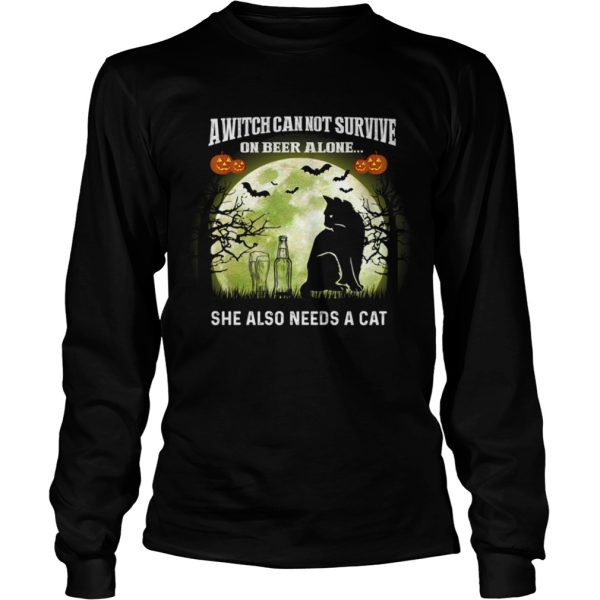 A Witch Can Not Survive On Beer Alone She Also Needs A Cat TShirt