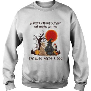 A Witch Cannot Survive On Wine Alone She Also Needs A Dog shirt 2