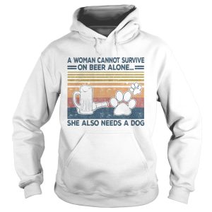 A Woman Cannot Survite On Beer Alone She Also Needs A Dog Vintage Retro shirt 1