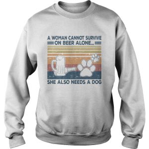 A Woman Cannot Survite On Beer Alone She Also Needs A Dog Vintage Retro shirt 2