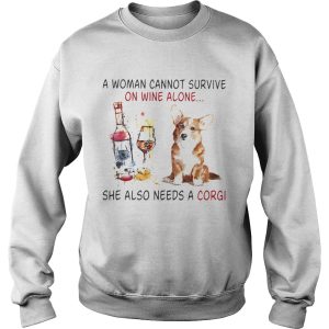 A Woman Cannot Survive On Wine Alone She Also Needs A Gorgi Both Glass Dog shirt 2