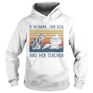 A Woman Her Dog And Her Teacher Footprint Vintage Retro shirt 1