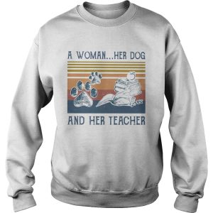 A Woman Her Dog And Her Teacher Footprint Vintage Retro shirt