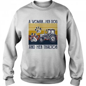 A Woman Her Dog And Her Tractor Vintage shirt 2