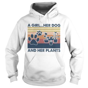 A girl Her dog and her plants Vintage retro shirt 1