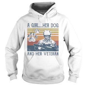 A girl her dog an her veteran footprint vintage retro shirt 1