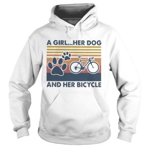 A girl her dog and her bicycle vintage retro shirt 1