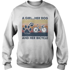 A girl her dog and her bicycle vintage retro shirt