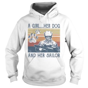 A girl her dog and her sailor footprint vintage retro shirt