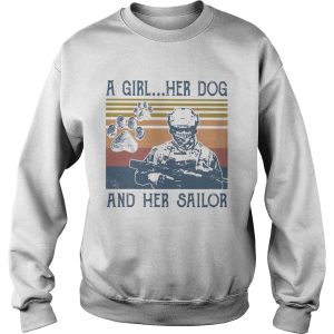 A girl her dog and her sailor footprint vintage retro shirt