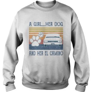 A girl her paw dog and her el camino vintage retro shirt 2