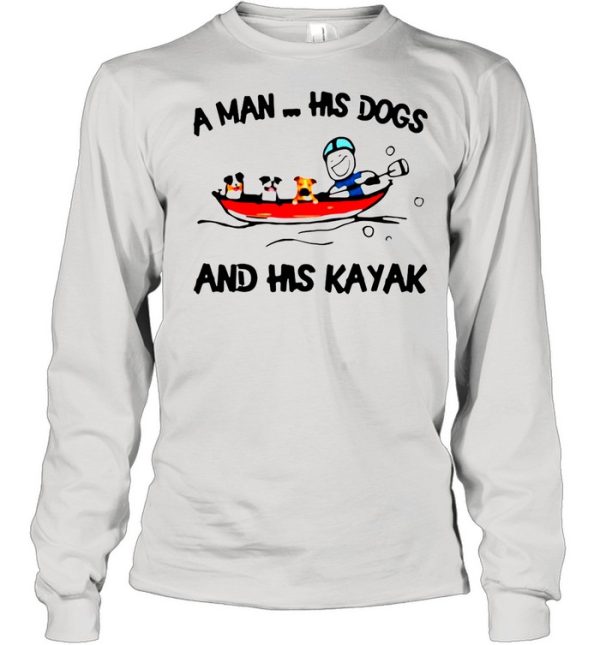 A man his dogs and his kayak shirt