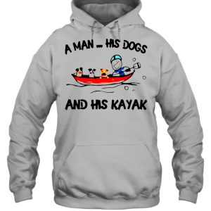 A man his dogs and his kayak shirt 3