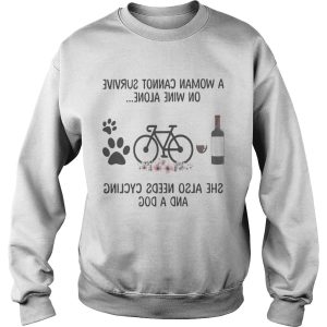 A woman cannot survive wine alone she also needs cycling and a paw dog flowers shirt 2