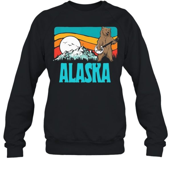 Alaska Mountains Bluegrass Banjo Bear Graphic shirt