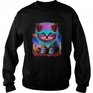 Alien Cat Galaxy Space Fantasy Cute Colorful Shirt 4