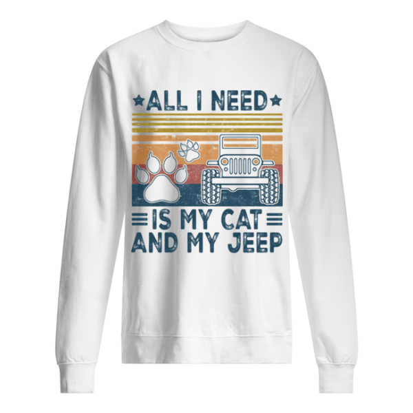 All I need is my paw cats and my jeep vintage retro shirt