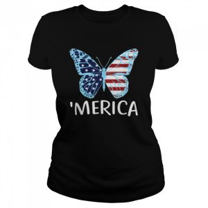 American Flag Butterfly 4th Of July USA Patriotic Merica Shirt