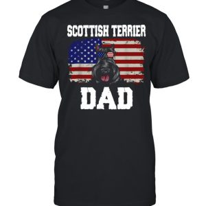 American Flag Scottish Terrier Dad Dog T-shirt