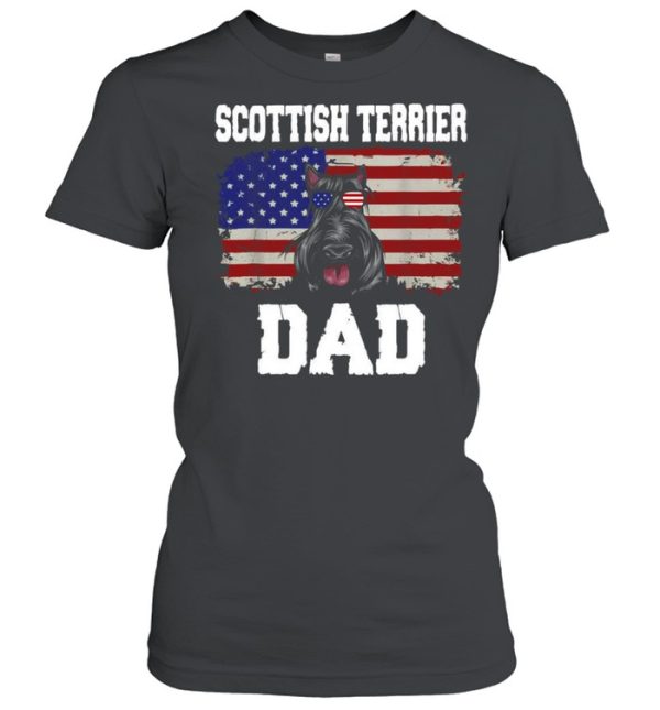 American Flag Scottish Terrier Dad Dog T-shirt