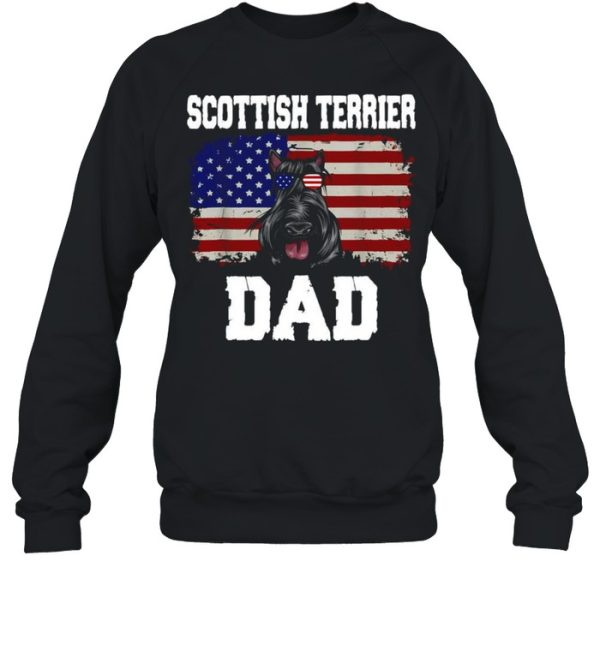 American Flag Scottish Terrier Dad Dog T-shirt