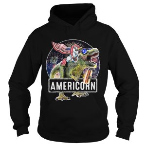 Americorn Unicorn Dinosaurs Sandwich American Flag Independence Day shirt 1