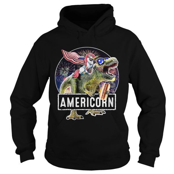 Americorn Unicorn Dinosaurs Sandwich American Flag Independence Day shirt