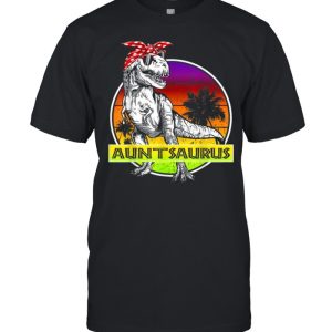 Auntsaurus T Rex Dinosaur Funny Aunt Saurus Family Matching Shirt