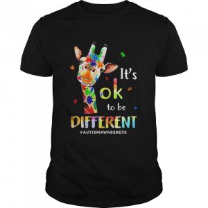 Autism Awareness Cute Giraffe Animal It's Ok To Be Different T Shirt 1