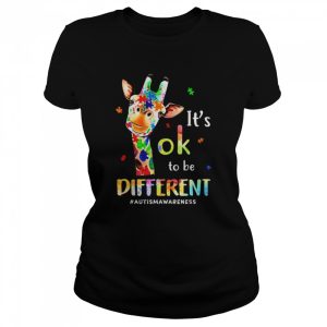 Autism Awareness Cute Giraffe Animal It's Ok To Be Different T Shirt 2