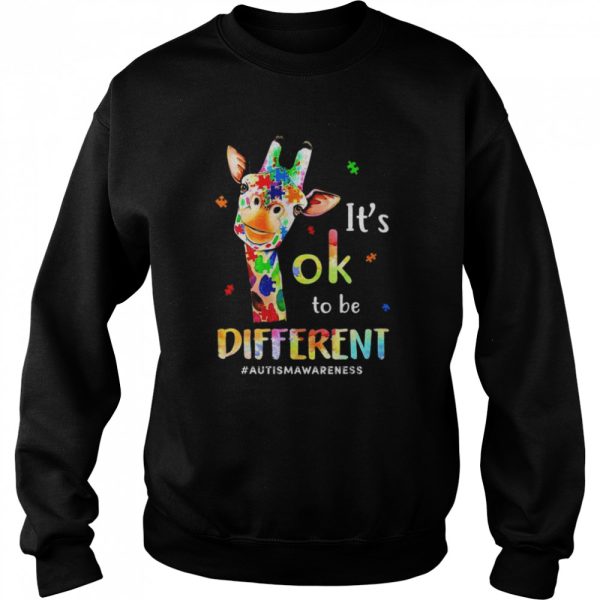 Autism Awareness Cute Giraffe Animal It’s Ok To Be Different T-Shirt