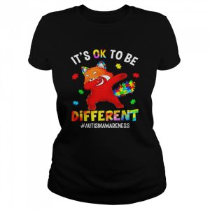 Autism awareness dabbing red panda it's ok to be different shirt 2