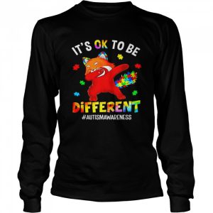 Autism awareness dabbing red panda it's ok to be different shirt 3