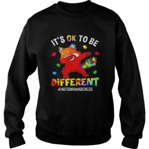 Autism awareness dabbing red panda it's ok to be different shirt 4