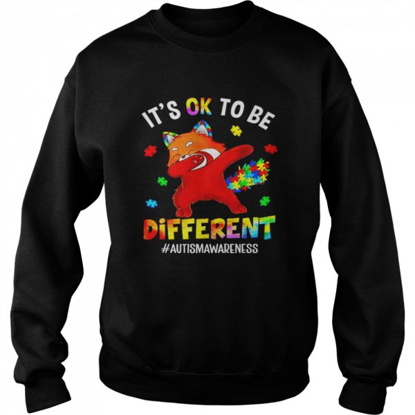 Autism awareness dabbing red panda it’s ok to be different shirt