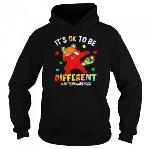 Autism awareness dabbing red panda it's ok to be different shirt 5