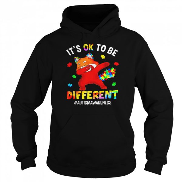 Autism awareness dabbing red panda it’s ok to be different shirt