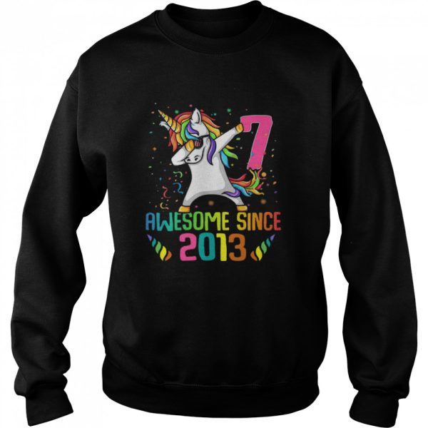 Awesome Since 2013 7 Years Old 7th Birthday Unicorn Dabbing shirt