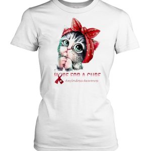 Awesome amyloidosis Awareness Hope For A Cure Cat T Shirt 2