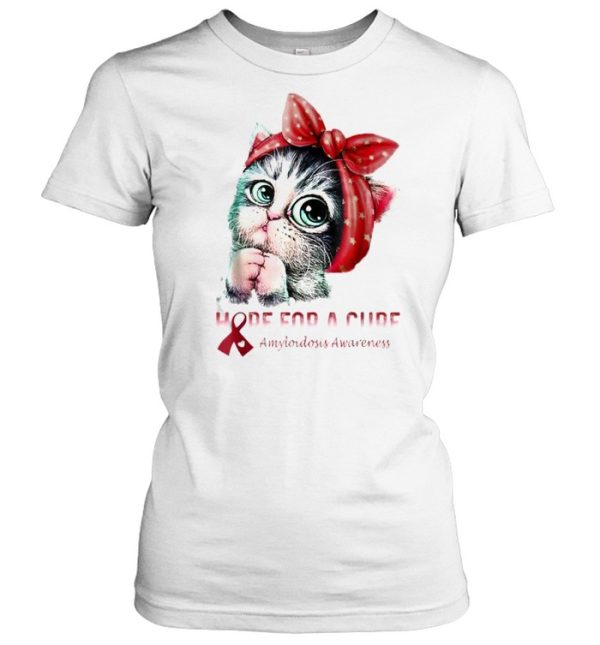 Awesome amyloidosis Awareness Hope For A Cure Cat T-Shirt