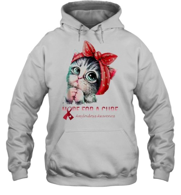 Awesome amyloidosis Awareness Hope For A Cure Cat T-Shirt