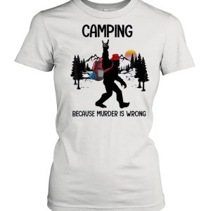 BIgfoot camping because murder is wrong sunset shirt 2