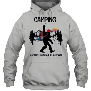 BIgfoot camping because murder is wrong sunset shirt 5