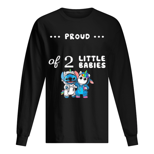 Baby Stitch And Unicorn Proud Of 2 Little Babies shirt