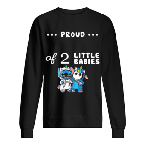 Baby Stitch And Unicorn Proud Of 2 Little Babies shirt 2