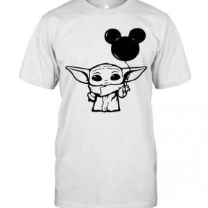 Baby Yoda Holding Balloon Mickey Mouse T-Shirt