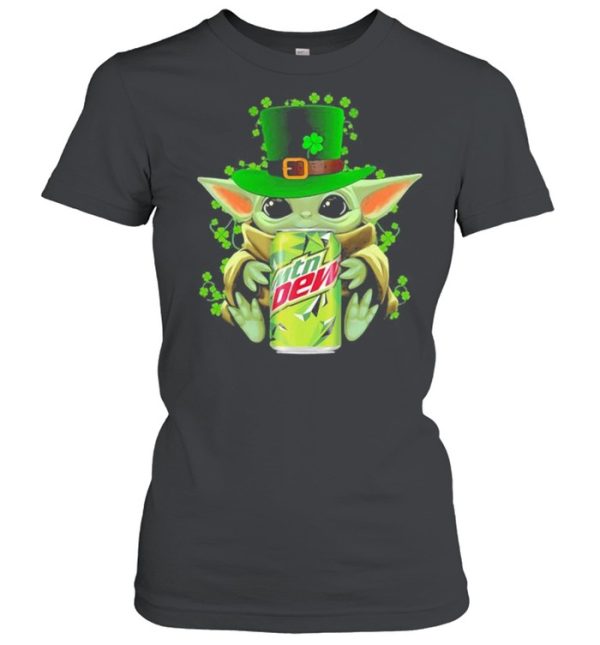 Baby Yoda Hug Mtn Dew Irish Patricks Day Shirt