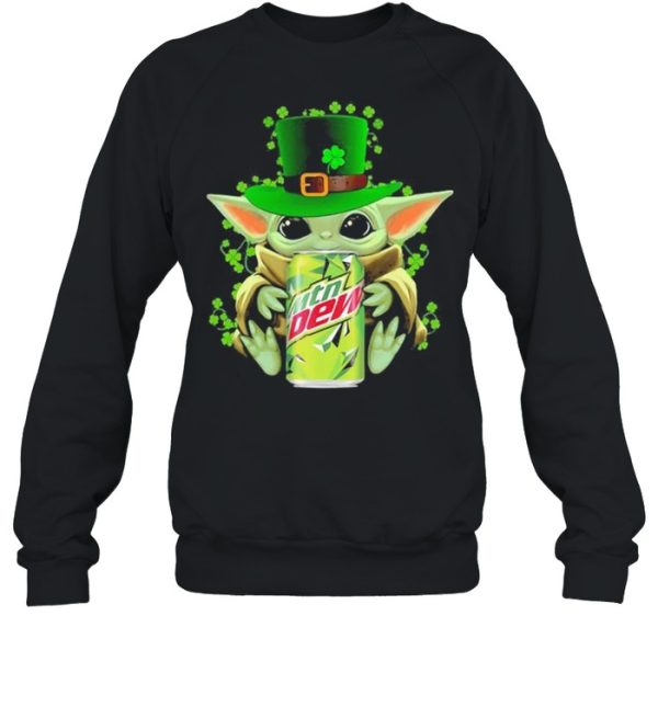 Baby Yoda Hug Mtn Dew Irish Patricks Day Shirt