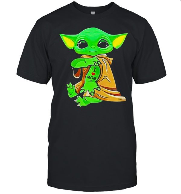 Baby Yoda Tattoo I Love Mom Shirt