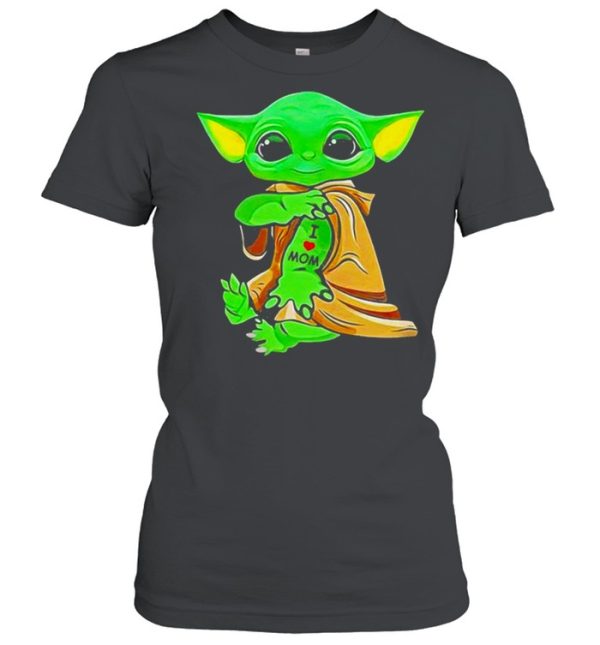 Baby Yoda Tattoo I Love Mom Shirt